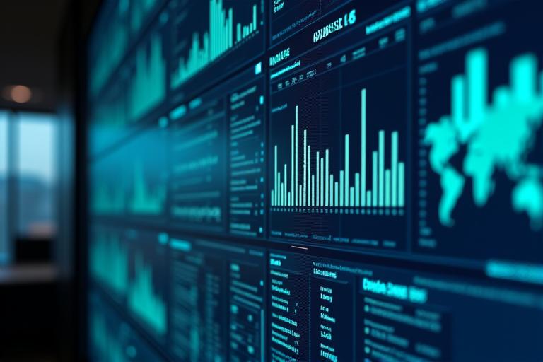 Pantalla mostrando un panel de análisis de datos para la optimización de la cadena de suministro.